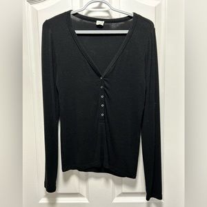 Wilfred black henley long sleeve top